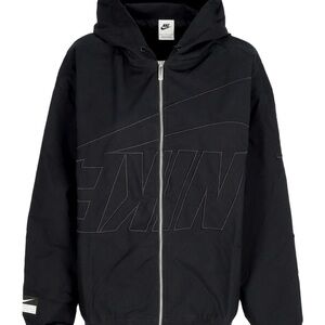 NEW Nike Ripstop Black Out Logo Full Zip Hooded Oversized Dance Jacket